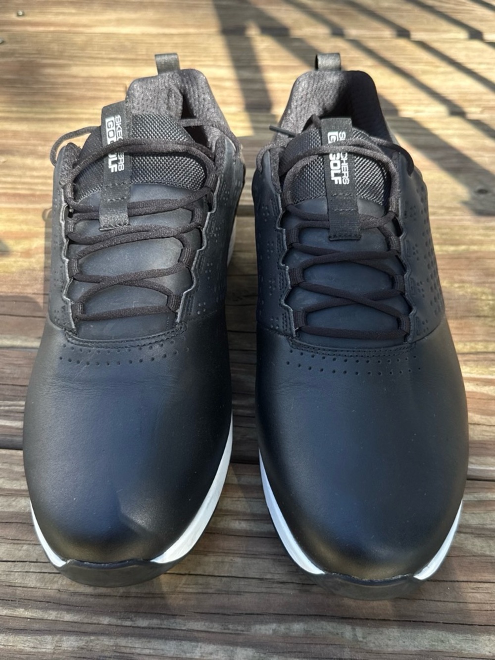 Skechers Men's Black and White Casual Golf Sneakers
